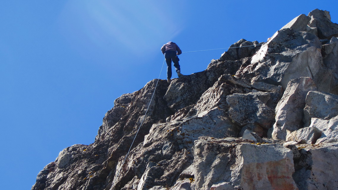 Abseiling the wall