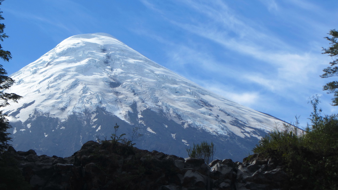 Volcan Osorno seen from Rio Petrohue
