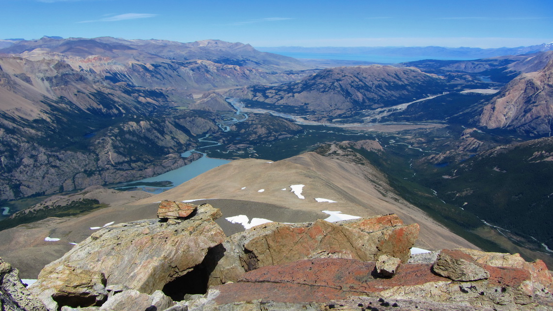 View to Southeast to the valleys of Rio Electrico and Rio Blanco; and the pampa