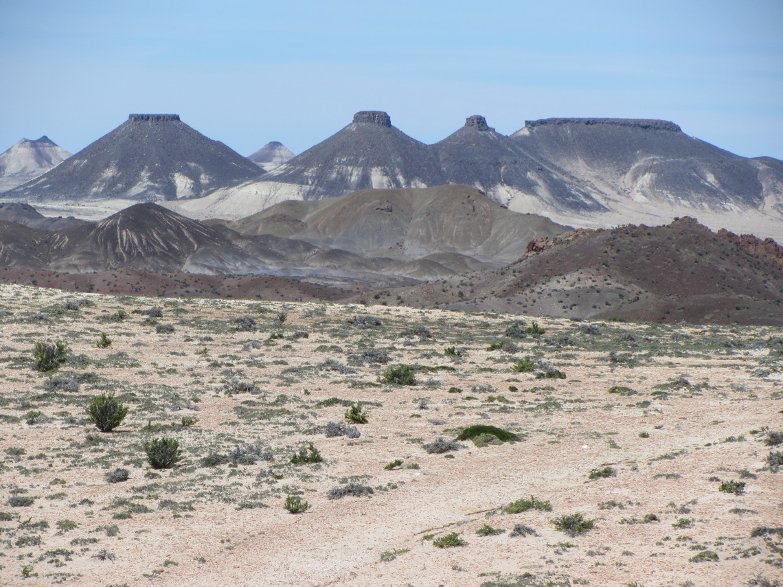 View to very old volcanoes