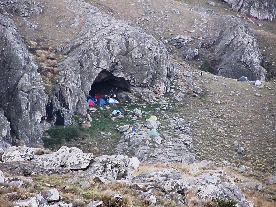 Thanks to the company a lot of tents in the cave