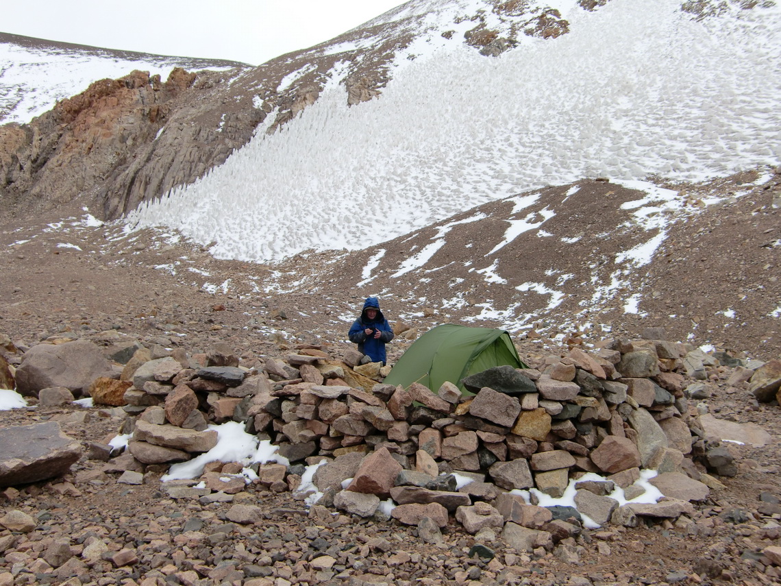 Advanced base camp Cuesta Blanca with our small, but very light tent 