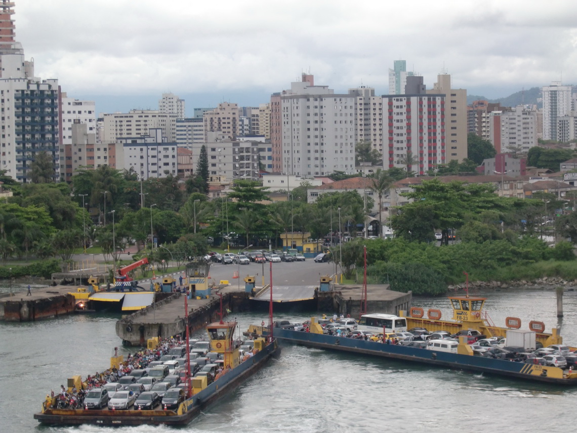 Ferries crossing the channel of Santos